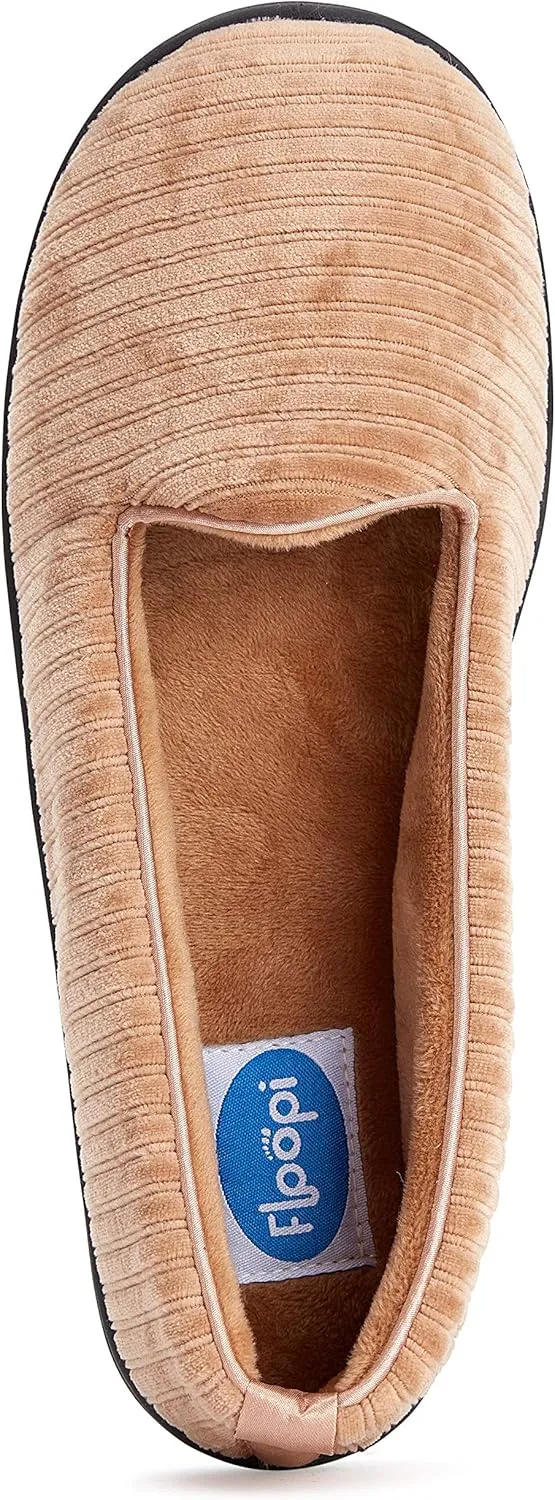 Womens Indoor/Outdoor Plush Velour Closed Back Slipper W/Memory Foam