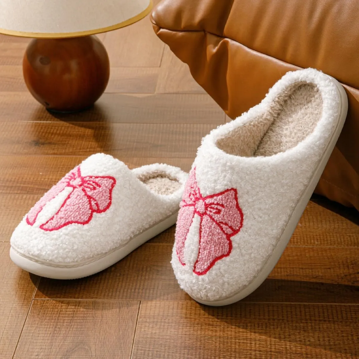 Women's Men's Cute Retro House Slippers Memory Foam Plush Fuzzy Indoor Shoes