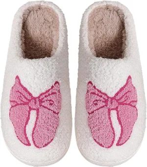 Women's Men's Cute Retro House Slippers Memory Foam Plush Fuzzy Indoor Shoes