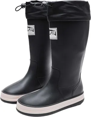 Womens Rain Boots Tall Waterproof Mens Grounded Footwear Lace Up Fall Booties 2024 Low Heel Slip On Barefoot Shoes Women's Ankle Rain Boots Rubber Fishing Deck