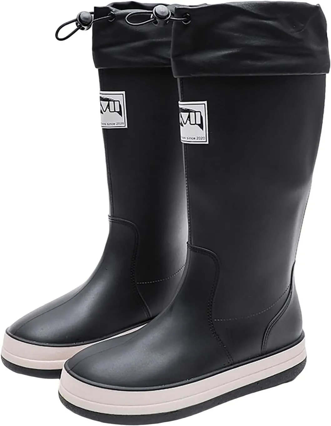 Womens Rain Boots Tall Waterproof Mens Grounded Footwear Lace Up Fall Booties 2024 Low Heel Slip On Barefoot Shoes Women's Ankle Rain Boots Rubber Fishing Deck