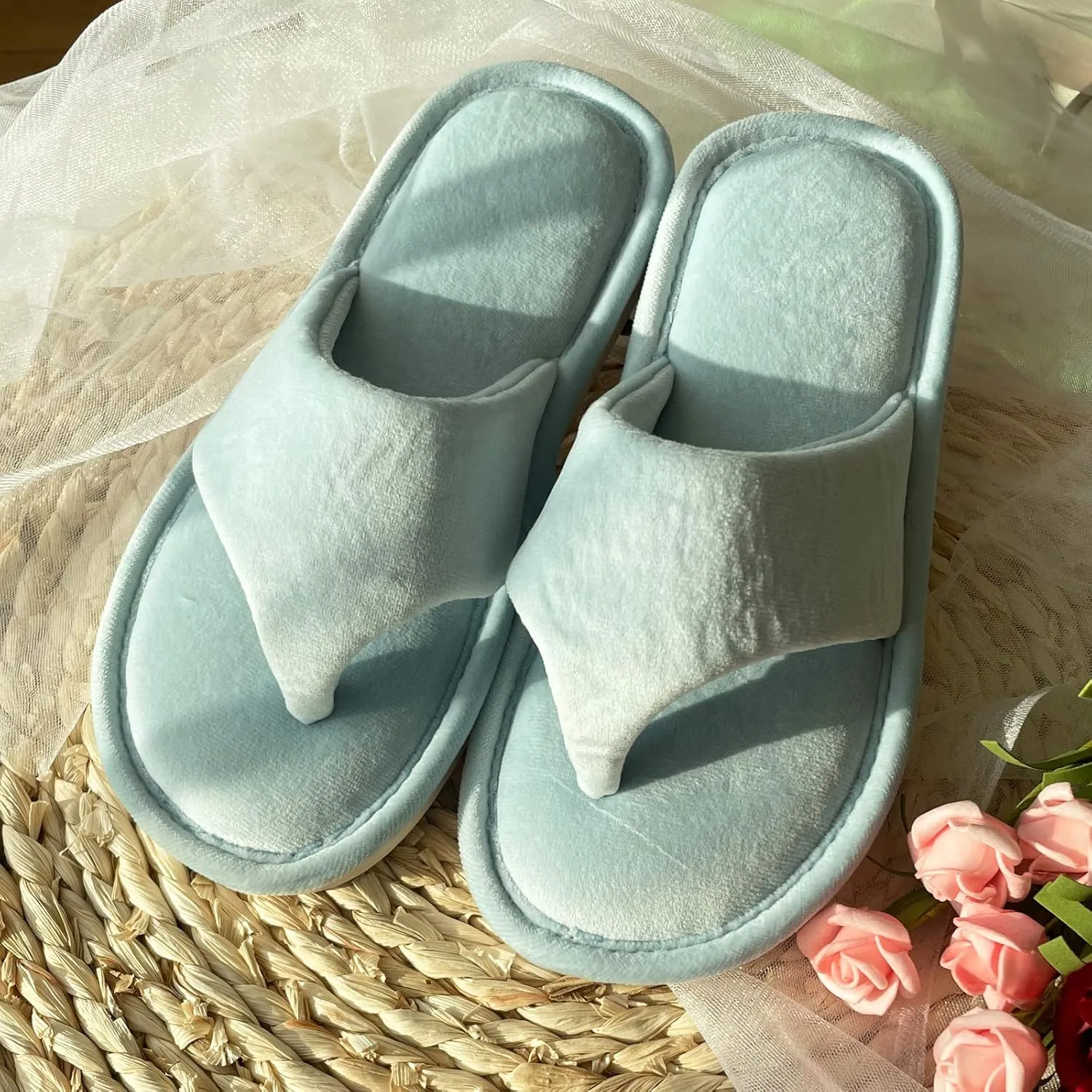 Womens Thong Slippers with Memory Foam for Women Open Toe Slip on