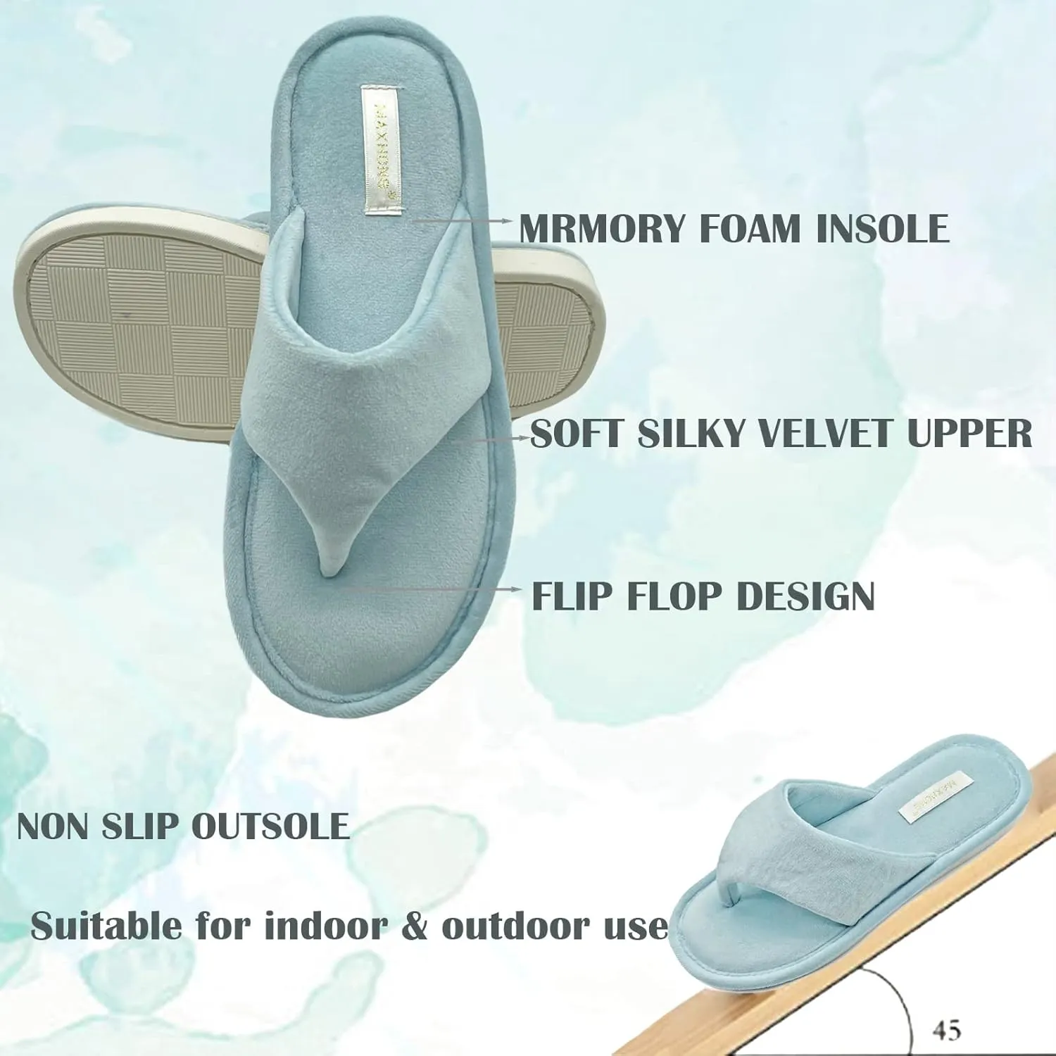 Womens Thong Slippers with Memory Foam for Women Open Toe Slip on