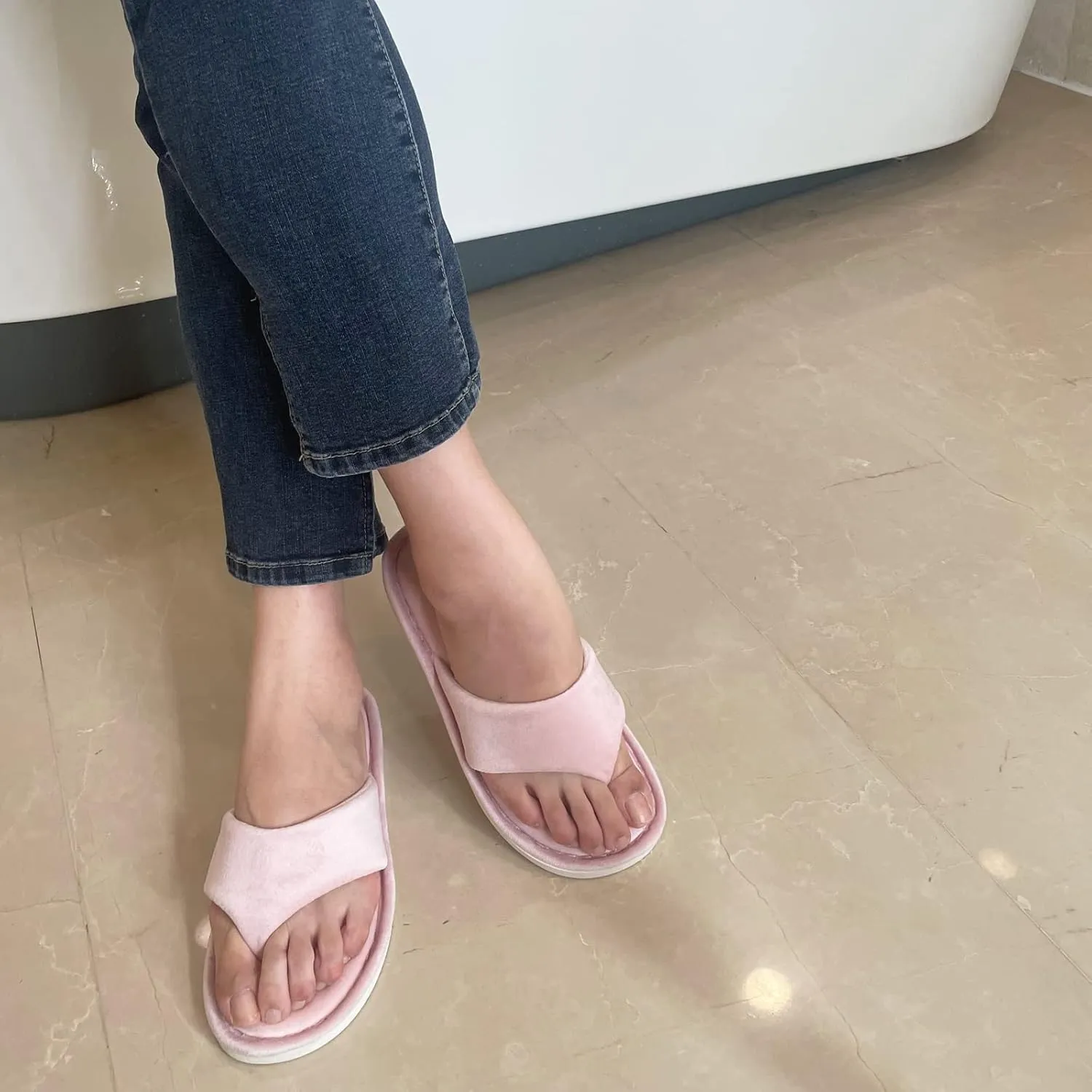 Womens Thong Slippers with Memory Foam for Women Open Toe Slip on